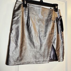 Faux Leather NWT Silver Women's Mini Skirt